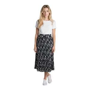Classic Concepts Black and White Floral Pleated Maxi Skirt Medium